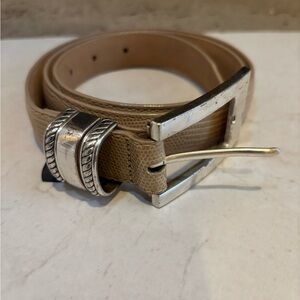 Brighton Tan Leather Belt with Silver Buckle